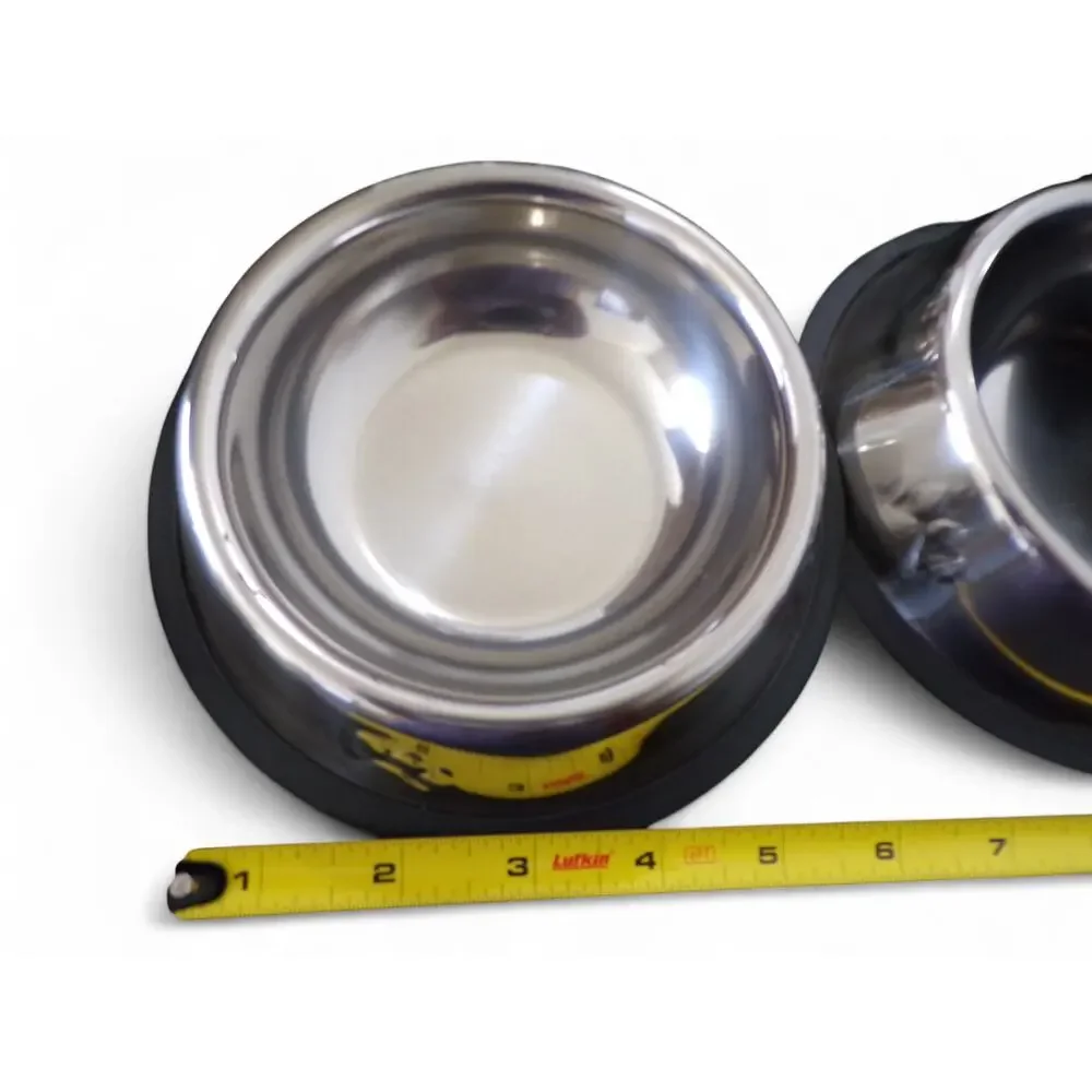 Pardon My Pet Stainless Steel Rubber Pet Bowls Small Dog Cat, 6